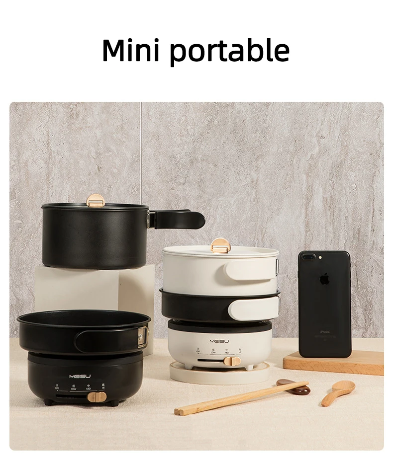 Description Picture 3 of item1.2L Folded Electric Cooking Pot Mini Portable Electric Skillet Split Type Frying Pan Travel Collapsed Multicooker Hotpot 220V