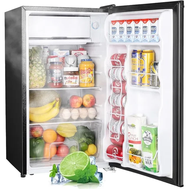 Upstreman 3.2 Cu.Ft Mini Fridge with Freezer, Single Door, Adjustable Thermostat, Refrigerator for Dorm, Office, Bedroom 1