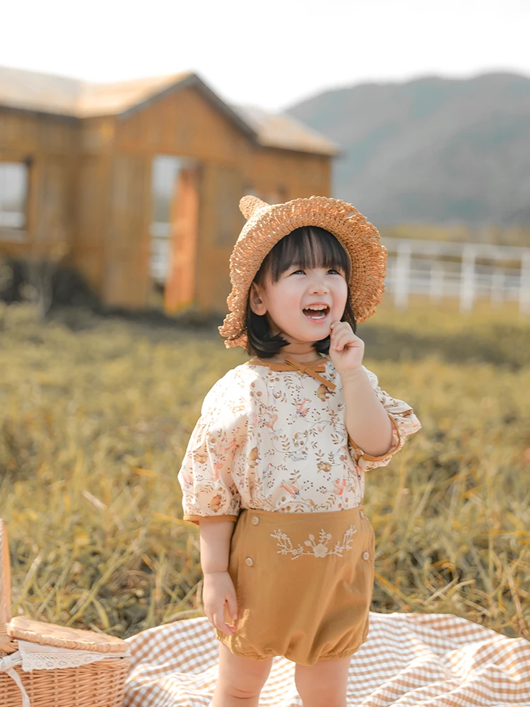 Chapéu de sol infantil tecido à mão, chapéu de pescador para bebês - Main Image