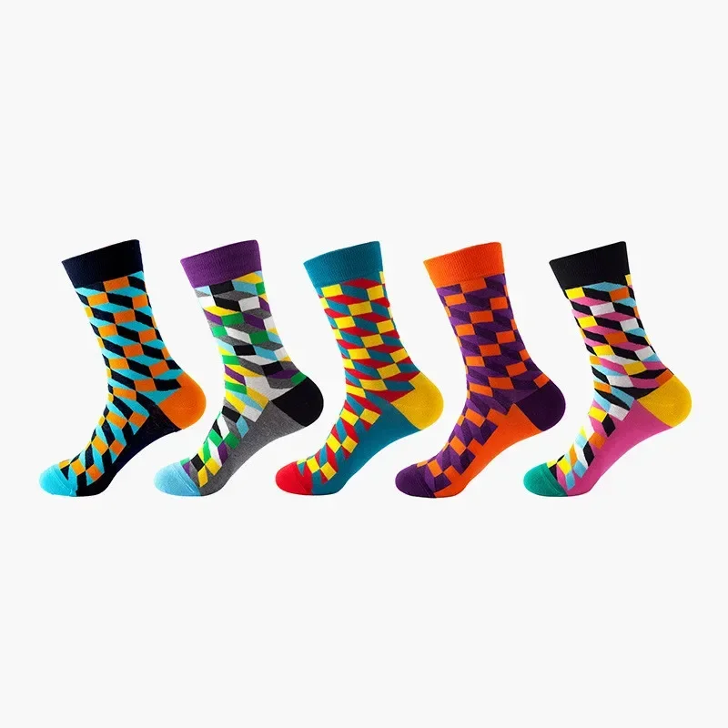 Men's Cotton Dress Socks Collection - Trendy & Fun 5-Pair Gift Set for Wholesale & Dropshipping