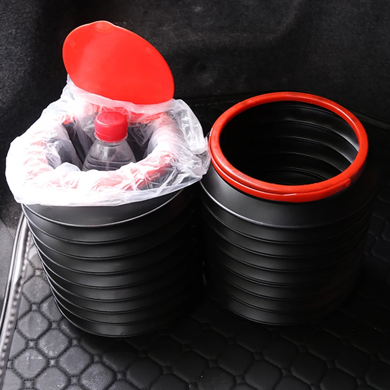 Trash Bin Garbage Can Car Wash Telescopic Bucket Folding Trash Organizer Garbage Holder Universal Black
