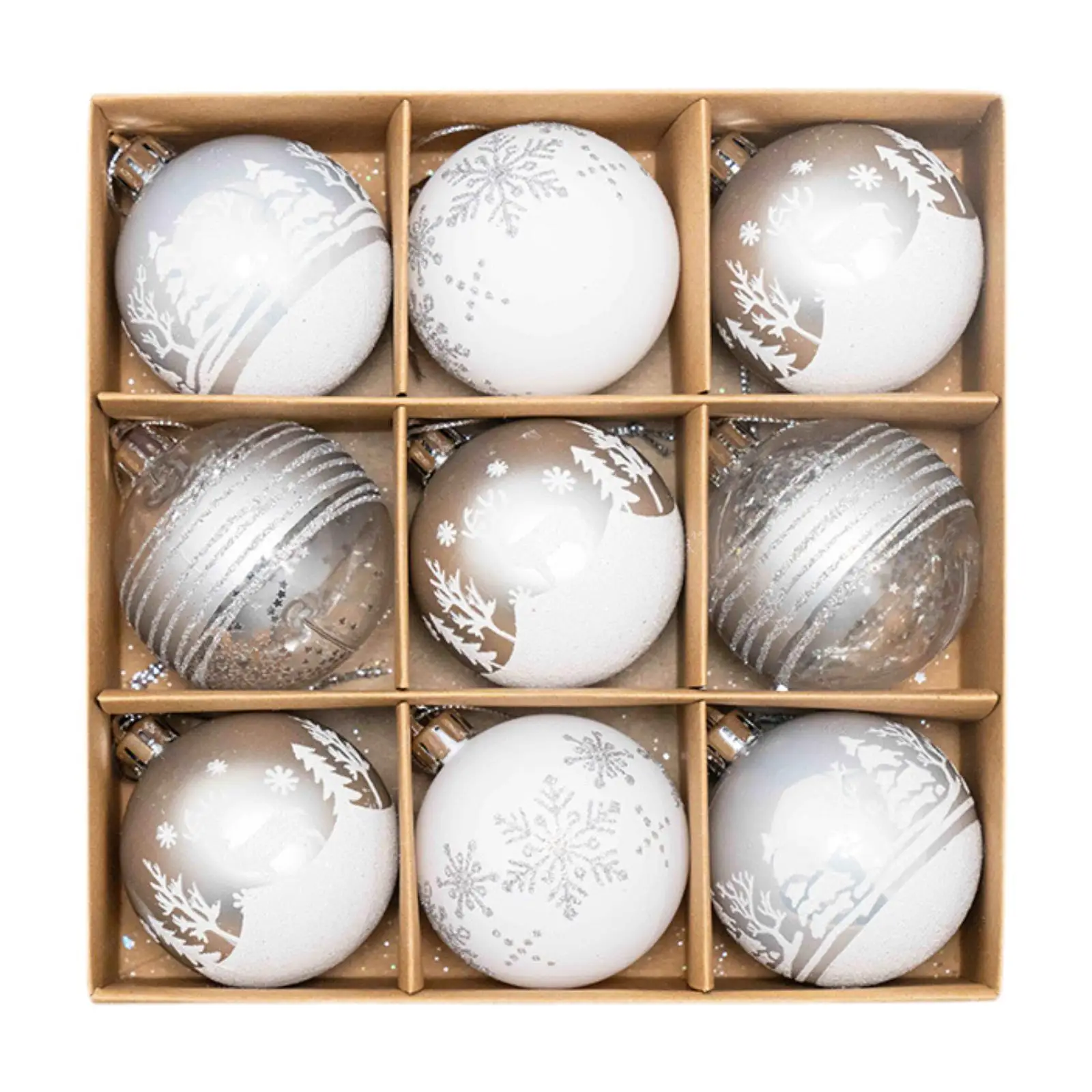 thumbnail image 1 of 9 piezas de bolas de Navidad de 6 cm, colgantes para decoración de árbol de Navidad, material PP, 1 of 5