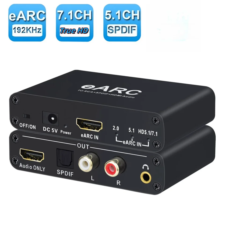 Hdmi Audio Extractor Convertidor Audio HDMI EARC/ARC A Óptico/RCA