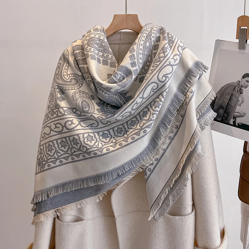 2025 Luxury Brand Winter Cashmere Scarf for Women - Tasseled Grid Printed Shawl, Warm Pashmina Wrap & Foulard Poncho
