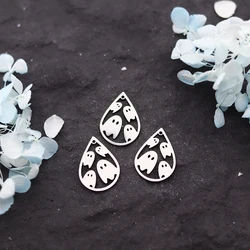 Set of 3 Stainless Steel Ghost Charms for DIY Jewelry and Holiday Crafts (Silver Plated)