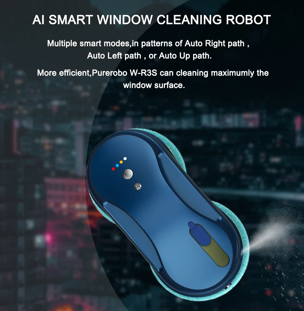 Description Picture 6 of itemPurerobo W-R3S Robot Vacuum Cleaner Electric Window Cleaning Robot APP&Remote Control Smart Automatic Water Spray Anti-falling