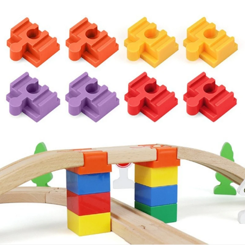 10Pcs Big Size Blocks Rotatable Connection Adapters For Brand Train Tracks Universal Wooden Tracks Connectors Accessories