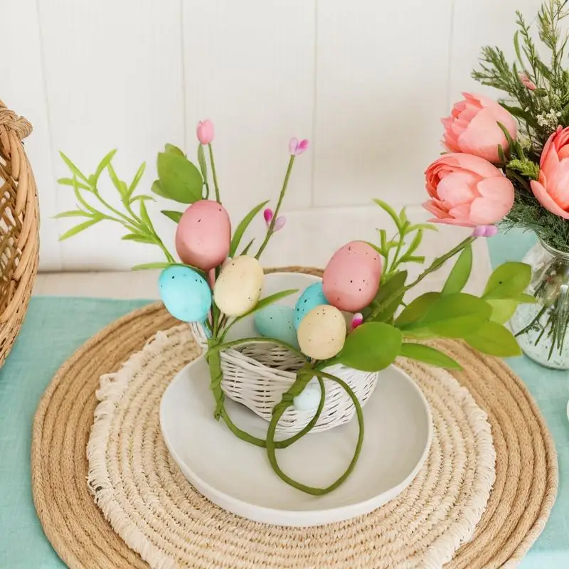 Napkin Buckle Hoop Easter Bunny Eggs Napkin Holders Spring Home Decor Artificial Plants Buckles 2025 Happy Easter Party Supplies