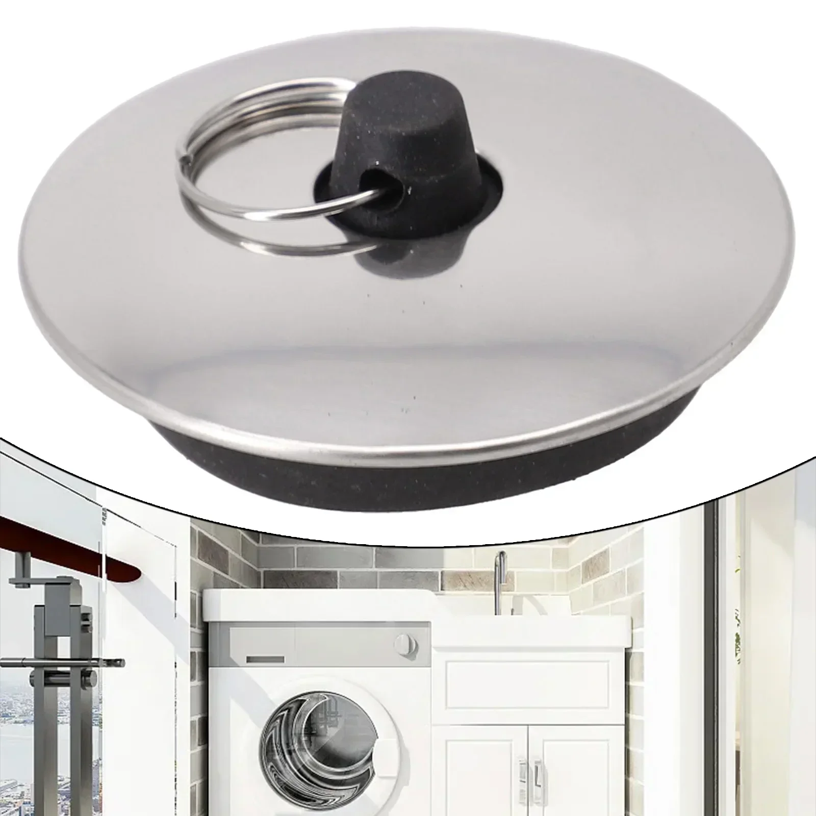 1pcs Bathroom Accessries Rubber Sink Plug Drain Stopper Round Sink Water Stopper Washroom with Ring Drain Cover