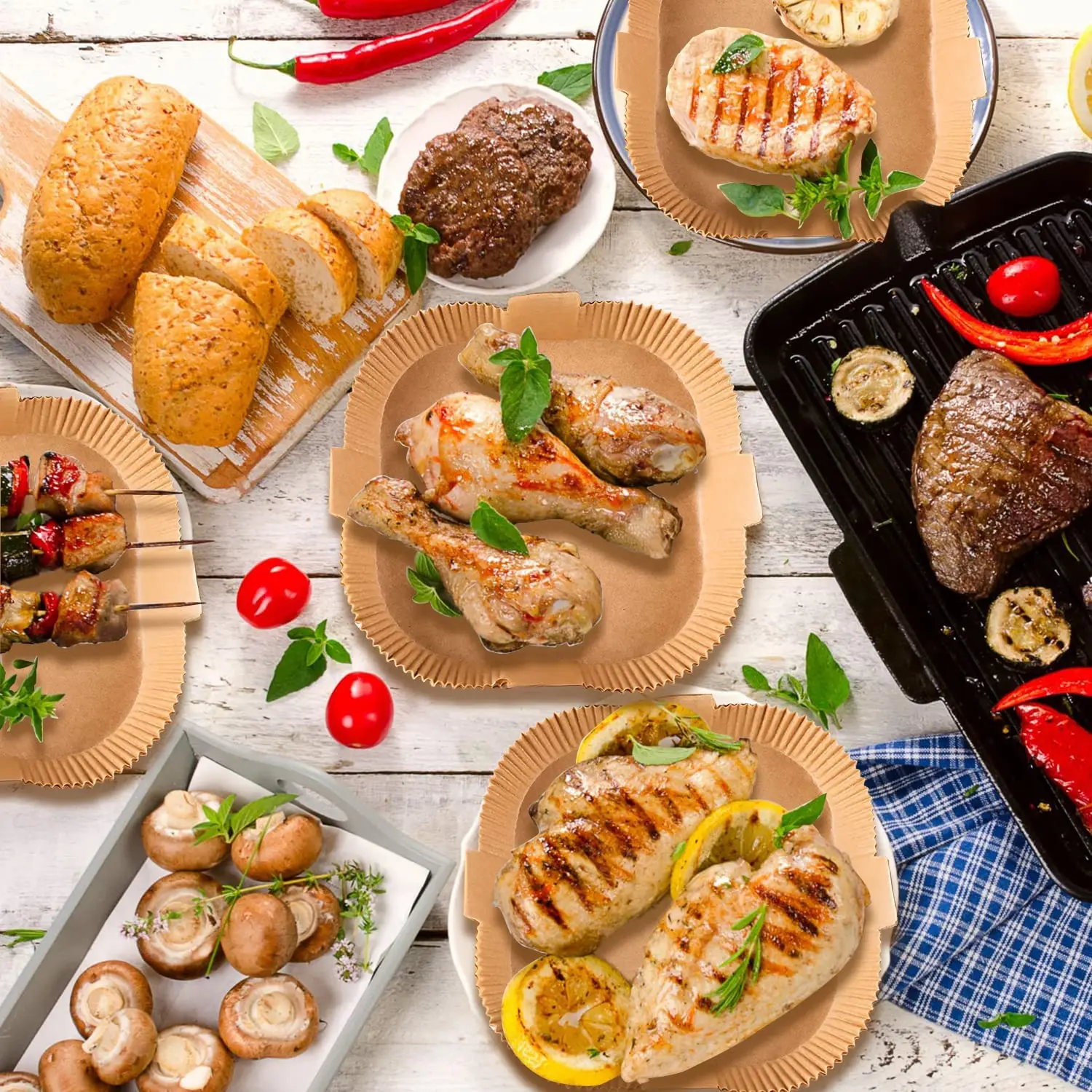 Air Fryer Disposable Baking Paper Liner Form Tray Kitchen Grill Vegetable Parchment Paper Air Fryer Accessories For 5&rsquo;5 l XXL air fryer paper air fryer accessories air fryer tray