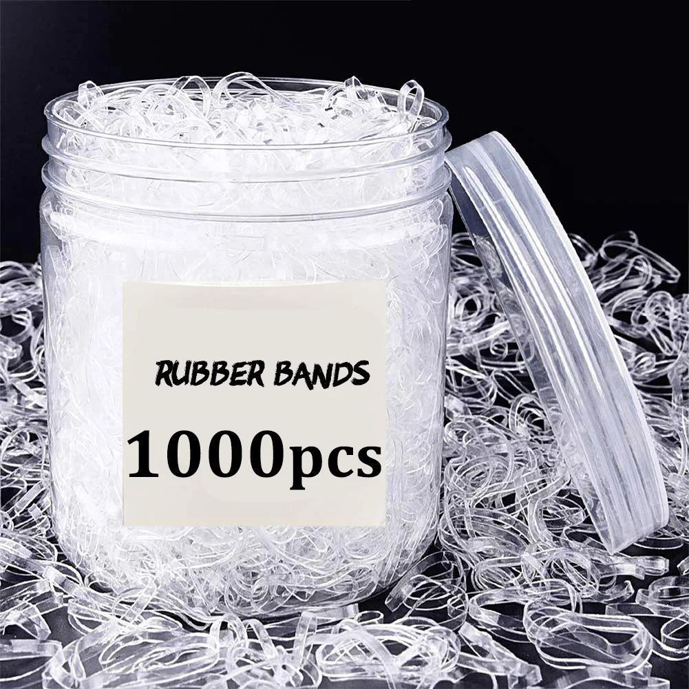 

1000Pcs Girls Elastic Transparent Rubber Bands Hair Band Baby Girls Ponytail Holder Hair Ties Bridal Hairbands Hair Accessories