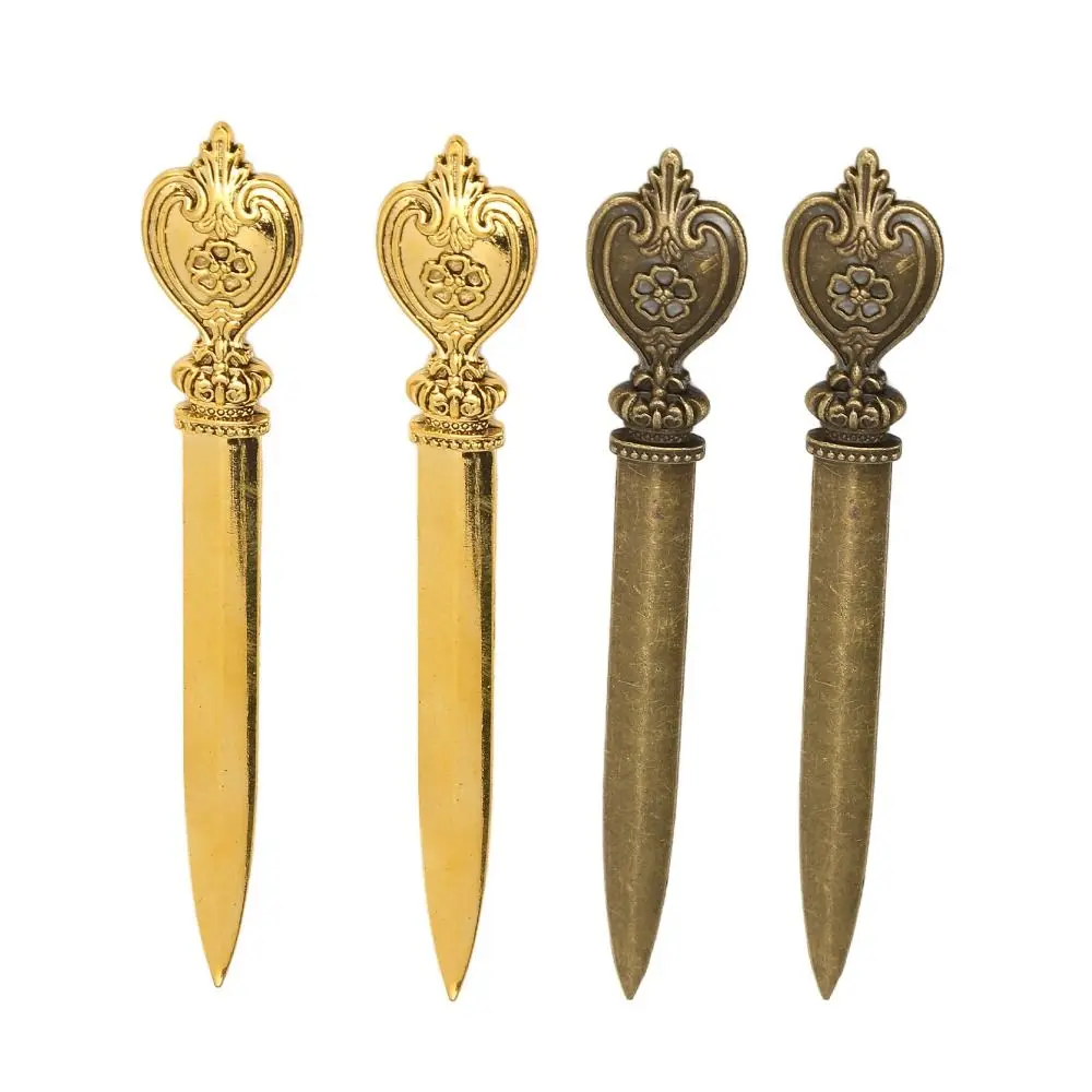 4 Pcs 내구성 아연 합금 편지 오프너 경량 레트로 봉투 오프너 인체 공학적 디자인 청동 편지 오프너 도구 사무실