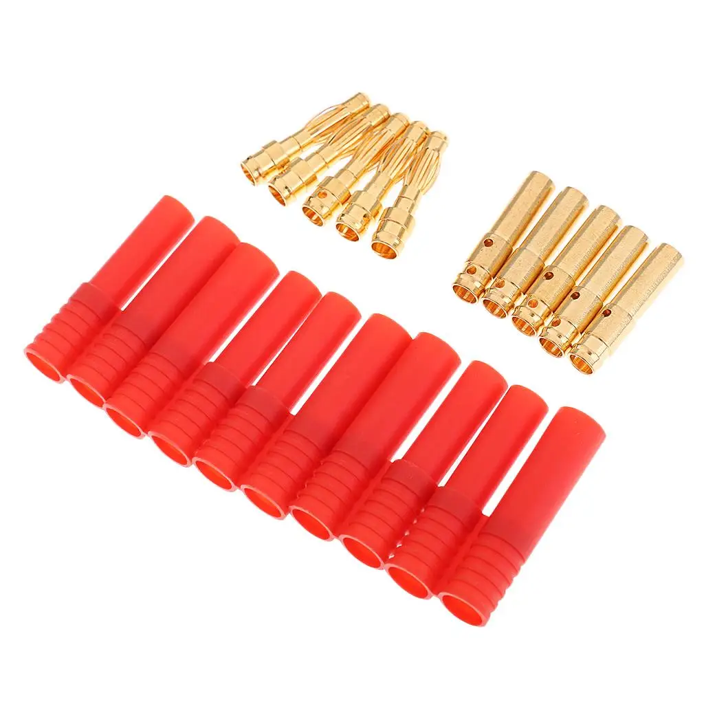 Connecteurs banane HXT 4mm mâle et femelle déconnectés, prêts pour batterie RC Lipo.