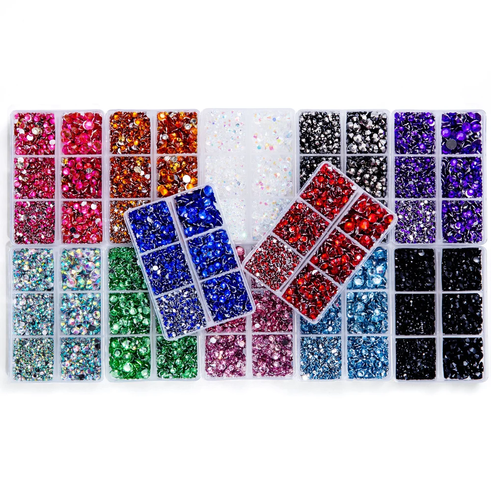 2/3/4/5/6 mm 4500 Stück/Box Harz Strass Kristall Glitzer FlatBack Nicht Hot Fix Harz Strass Set Nail Art Handwerk Dekoration – Detail 1