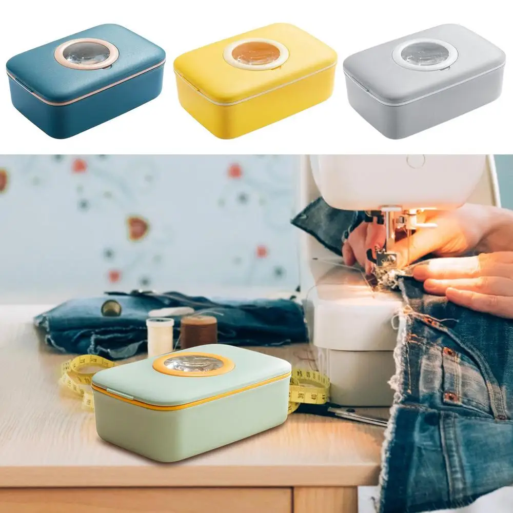 

Portable Sewing Box Mini Travel Sewing Kit With Magnify Glass Thimble Needle Thread Scissor Kit Sewing Accessories Storage Set