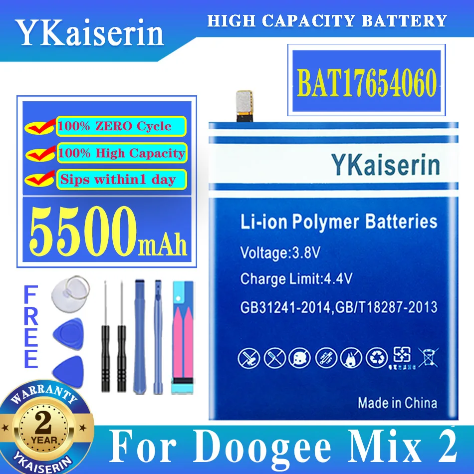 

YKaiserin 5500mAh BAT17654060 Latest Production Batteries For Doogee Mix 2 Mix2 Smart Phone Battery + Quick Arrive