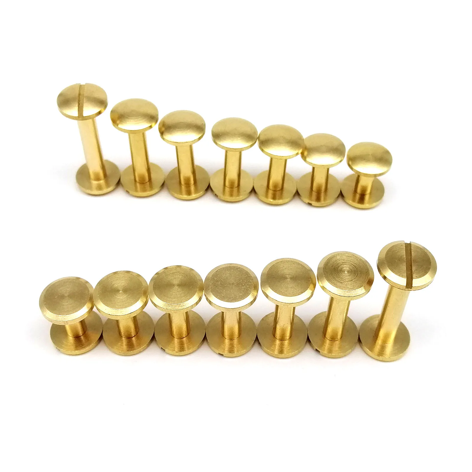 Solid Brass Copper Chicago Screw Nail Post Binding Rivet Round Head Stud 10pcs For Leather Craft Wallet Bag Belt Strap Web Book chicago screw