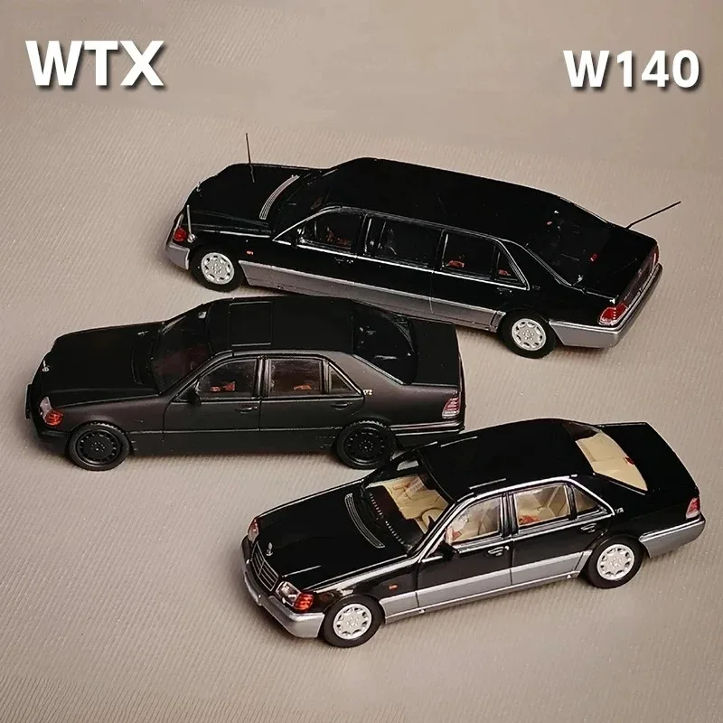 다이캐스트 WTX 1/64 스케일 W140 600SEL 블랙 그레이 컬러 시뮬레이션 합금 자동차 모델 컬렉션 디스플레이 장식품 장난감 선물