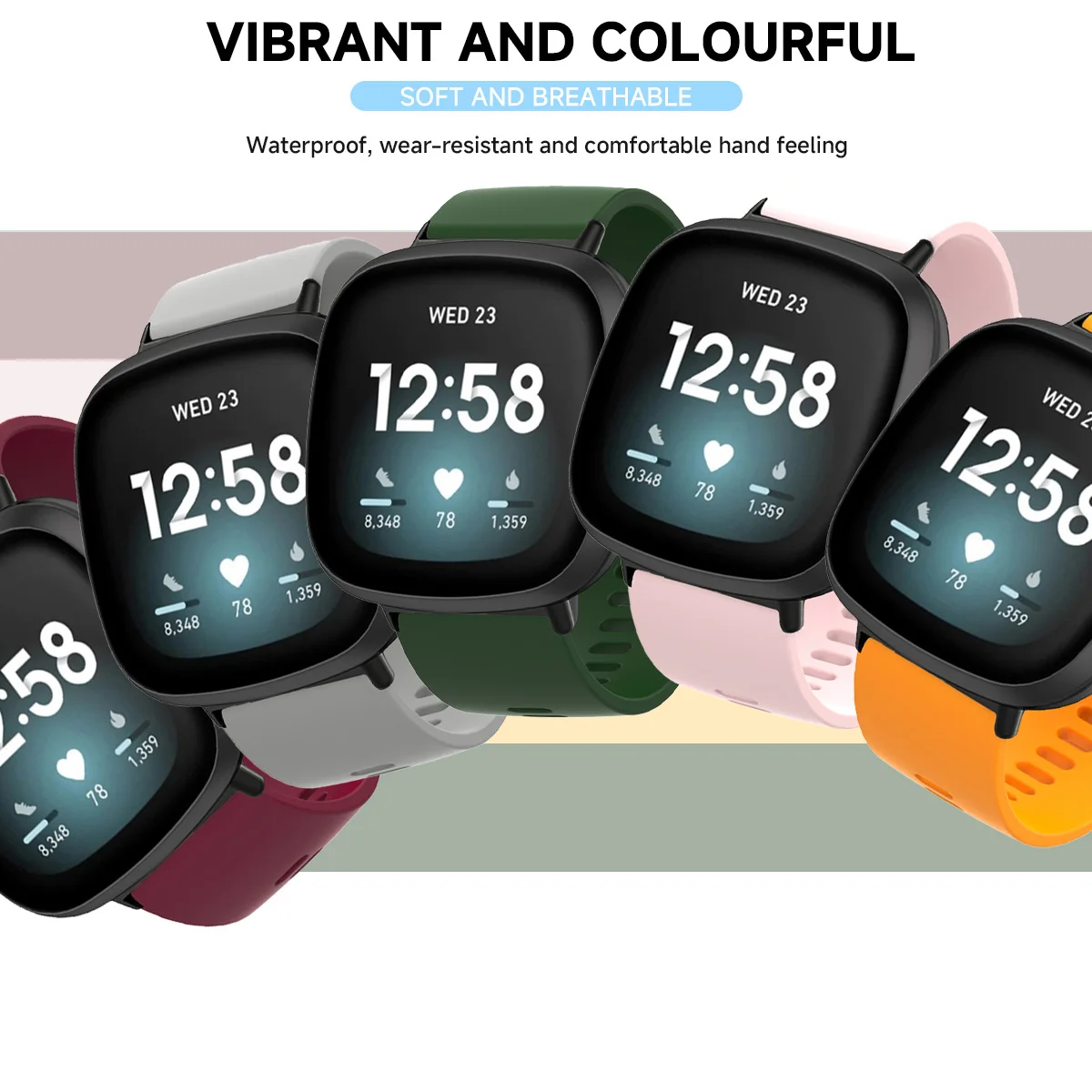 Silicone Sport Watch Band with Pin Buckle - Soft Replacement Bracelet