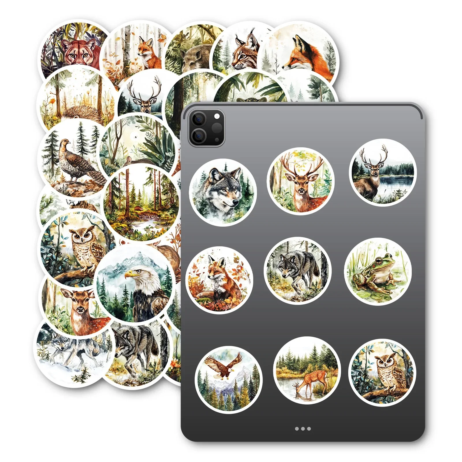 50개 빈티지 숲속 동물 스티커 미학적 아트 데칼 DIY 스크랩북킹 전화기 수하물 자동차 그래피티 장식 스티커 어린이 장난감