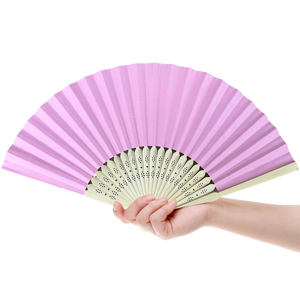 Pink Bamboo Folding Fan for Wedding Party Home Decor