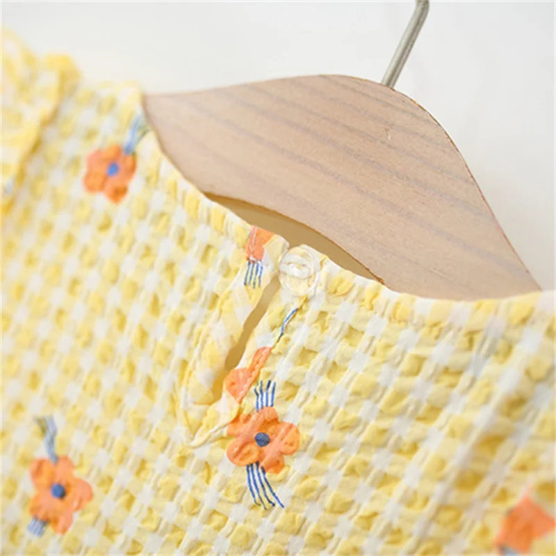 فستان أطفال منقوش أصفر لحديثي الولادة رائع على شكل...