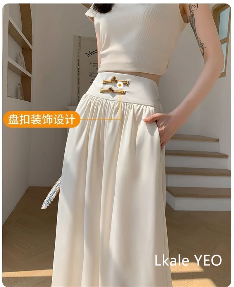 Women's Pants 2025 Spring Summer High-waisted Chinese Style Femme Trousers Casual Chiffon Sun Protection Ladies Skirt Pants
