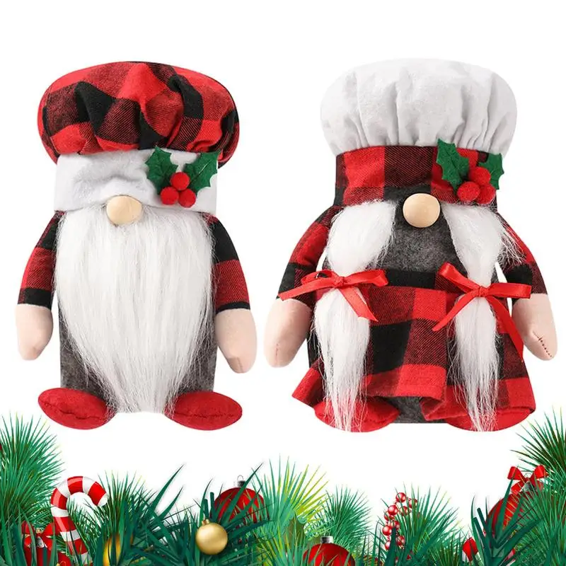 

Рождественская Кукла без лица, ручная работа, шведские фигурки, дизайн шеф-повара, гномы, плюшевая одежда, ткань в красную клетку, гном, декор ручной работы, гном