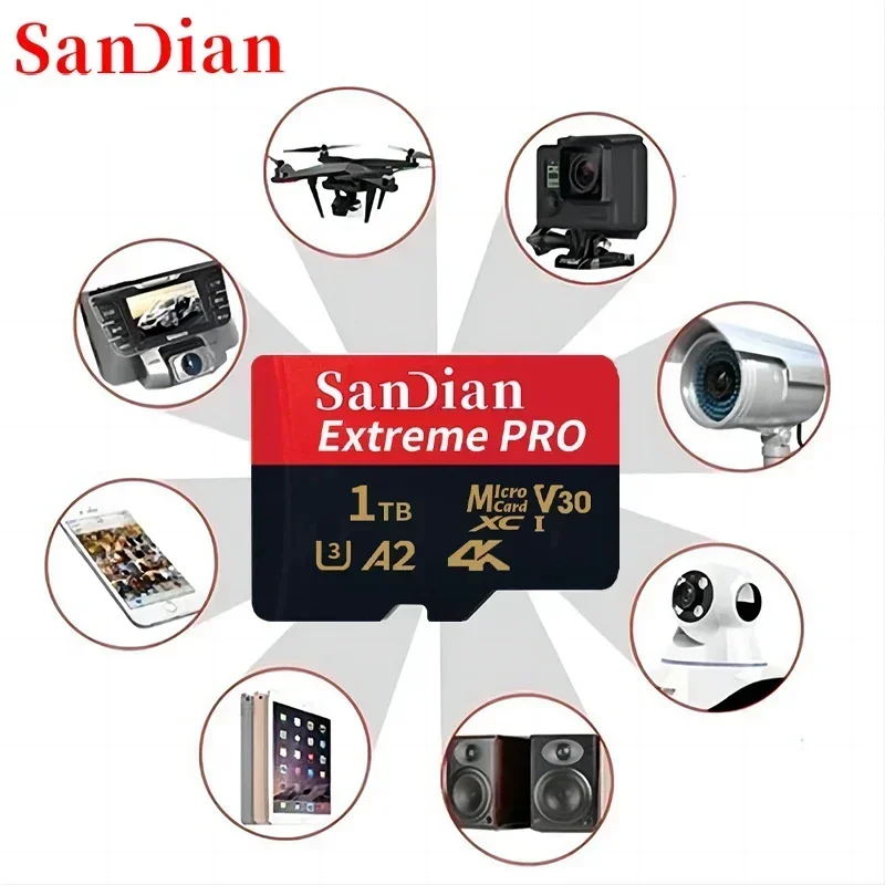 휴대폰 PC 카메라용 SD 카드, 마이크로 메모리 카드, 고속 클래스 10 SD 메모리 카드, 비디오 카드, 128GB, 256GB, 512GB, 1TB