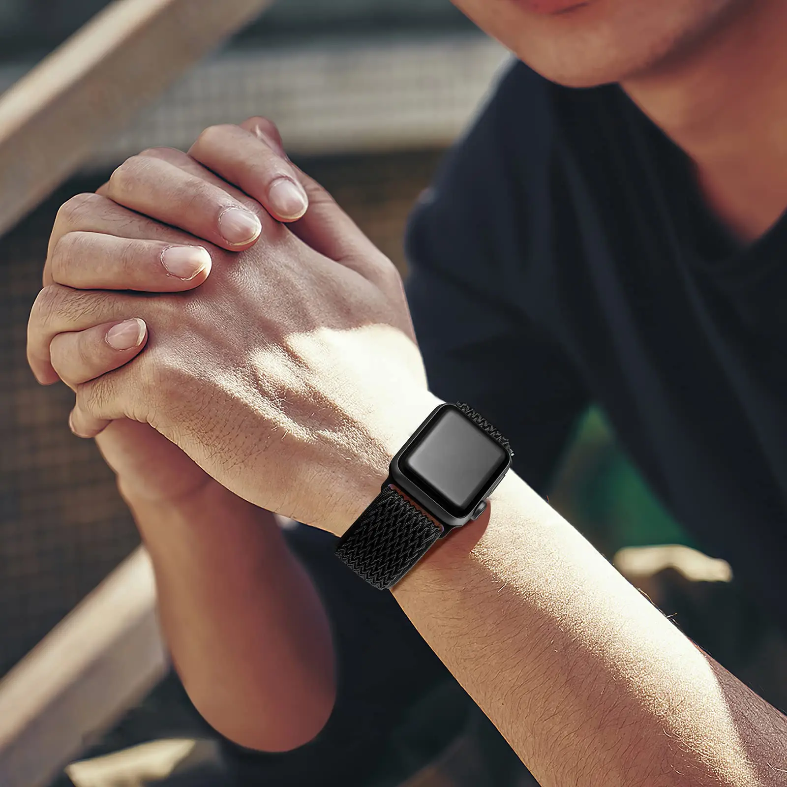 Kompatibel mit Apple Uhren armbändern dehnbares weiches Nylon armband für Apple Watch Ultra 2 Iwatch Se Serie 9 8 7 6 5 4 3 2 1 – Detail 10