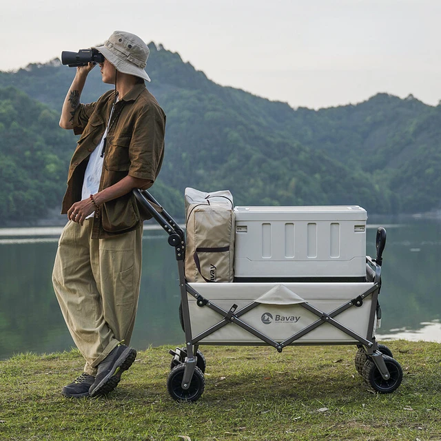 Kültéri Lakóautó Utánfutó Összecsukható Tábor Pótkocsi Piknik Kemping Kocsi Kirándulás Kis Húzó Húzás Bézs
