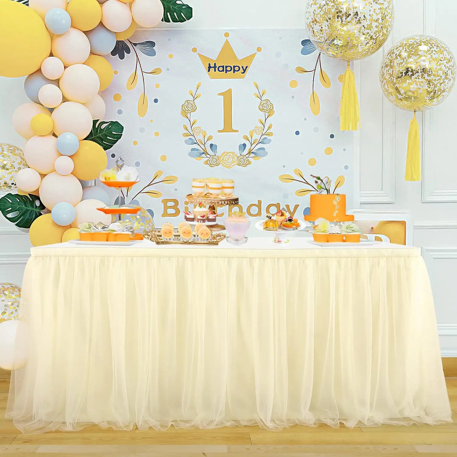 Table Skirting Tulle Table Skirt Tutu Skirt Tablecloth Decorations Baby Shower Wedding et Banquet Decoration Black