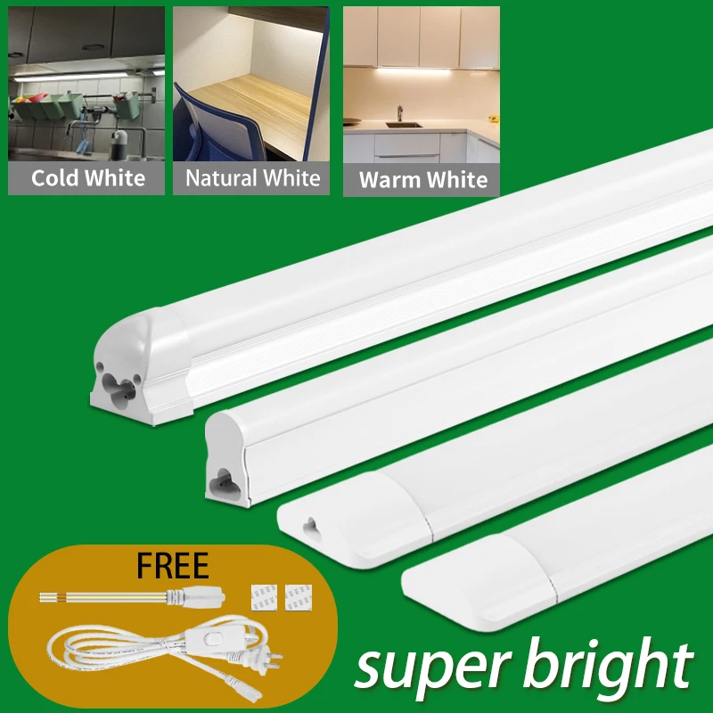 Super Bright LED Tube Lamp para Armário de Cozinha, Gabinete, Bar, Iluminação Interior, Tubo T5, 110V, 220V, 20W