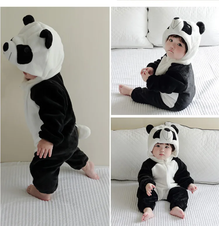 1-Piece Warm Thicken Fleece Winter Rompers, Horn Hooded Full-Body Jumpsuit Snowsuit Outwear for Infant Baby Boy Girl 0-3 Years
