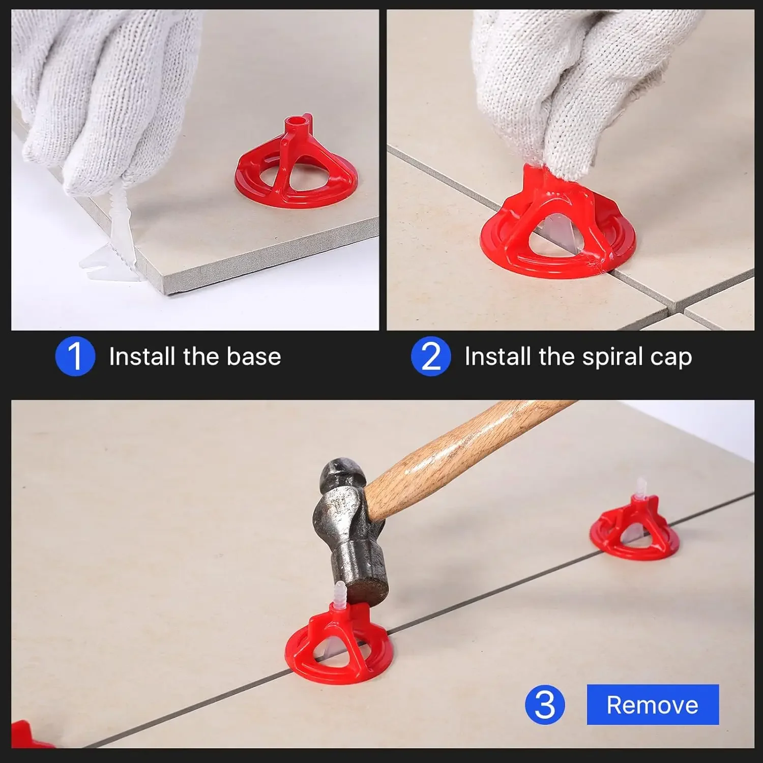 Tile Spacers Tile Leveling Clips Tile Leveling Tools Spiral Ceramic Tile Leveling System Reusable Tile Leveler Spacer Baseplates Laying Wall Floor Fixing Construction Tools