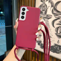 Crossbody Lanyard Silicone Case with Strap Cord - Soft and Durable Cover - Galaxy S25 Edge (WIne)