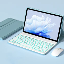 Wireless Bluetooth Keyboard and Mouse Combo with Protective Case for MatePad 11.5 2023 (LED ice Blue)