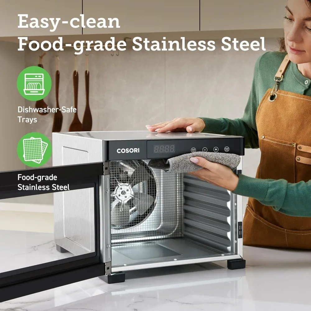 Food Dehydrator, Bigger Than 7 Trays With Large 6.5ft² Drying Space, 600W Power Saves More Time Than 480W 6
