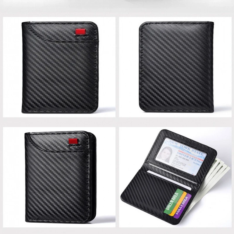 Men's Slim Bifold Wallet - Sleek Design with Vertical ID Window and Multi-Card Capacity