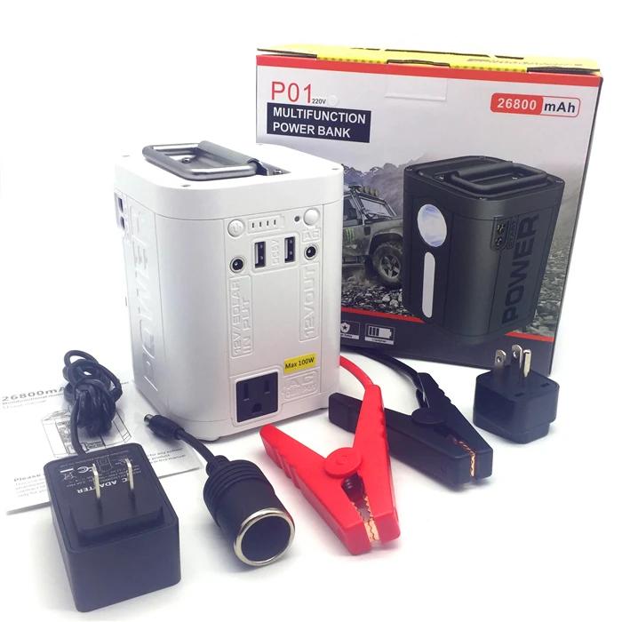 

100W inverter 26800mAh all in 1 power bank ac output jump starter
