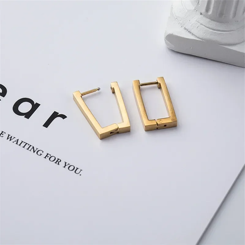 

Stainless Steel Geometric Earrings Rectangular Hoop Earrings for Women Girl Trendy Jewelry Gift