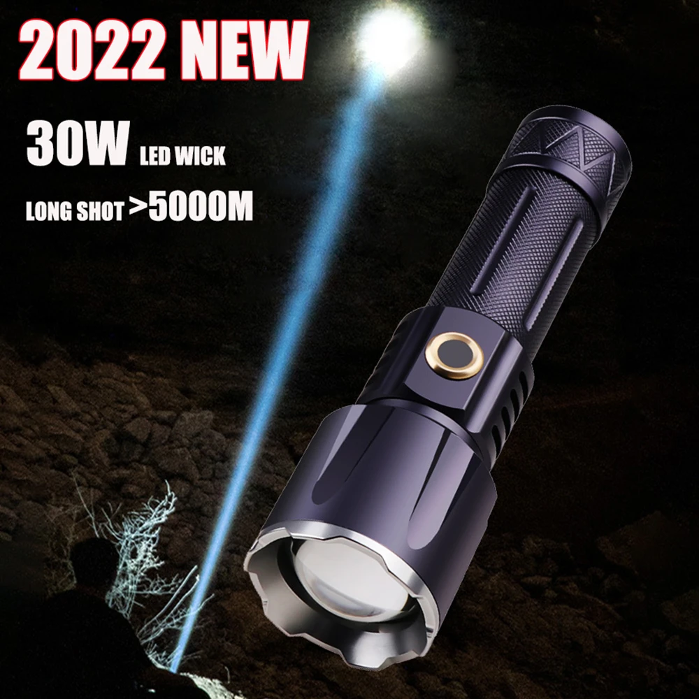 La Lampe Torche La Plus Puissante Du Monde Lampe de poche à lumière LED la plus puissante de 5000 mètres, Zoom, USB,  Rechargeable, torche tactique Type c, lumière Flash 1000000LM pour Camp |  AliExpress