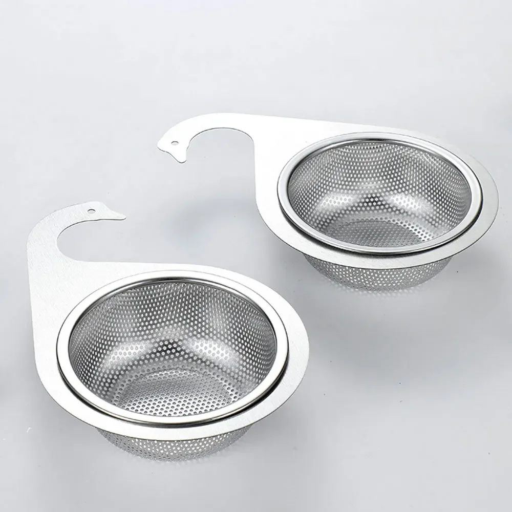 Stainless Steel Swan Sink Strainer Basket Removable Goosehead Storage Drainage Basket Goosehead Hanging Wet & Dry Drainage Racks