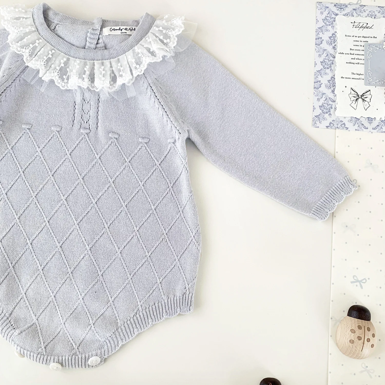 Neue Baby Gestrickte Strampler Bogen Frühling Mädchen Insgesamt Baby Mädchen Strampler Rüschen Sommer Dünne Neugeborene Baby Kleidung Säuglings Baby Overalls – Detail 6