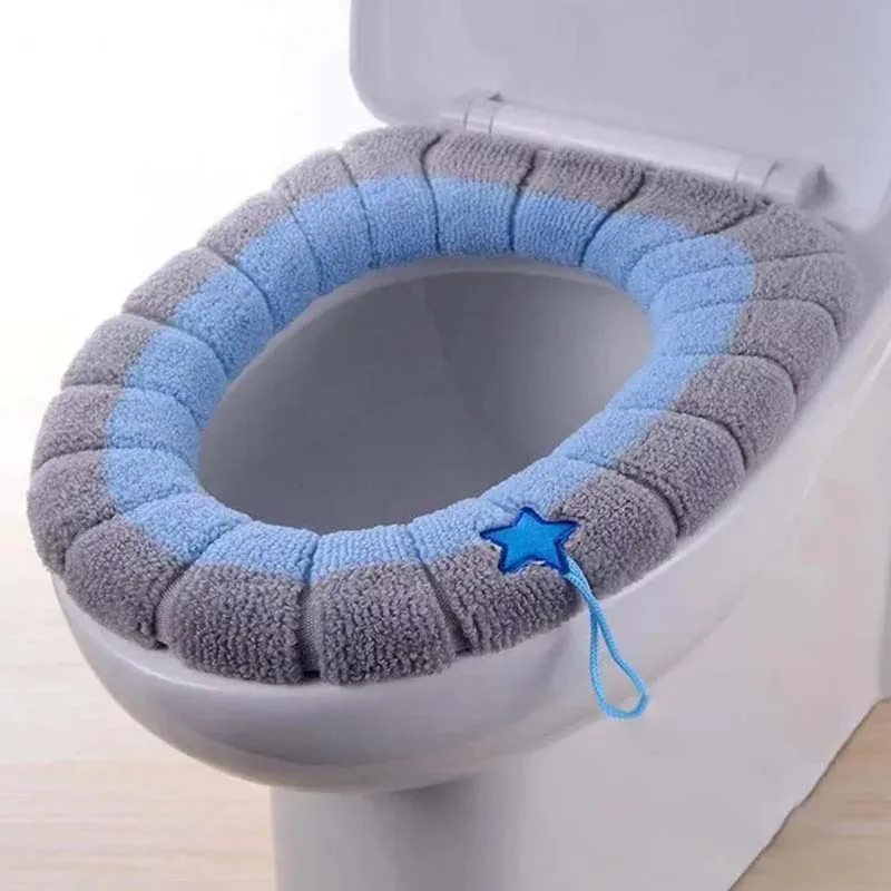 Warm Toilet Seat Mat Bath Cushion With Handle Thicker Soft and Washable Heater Accessories