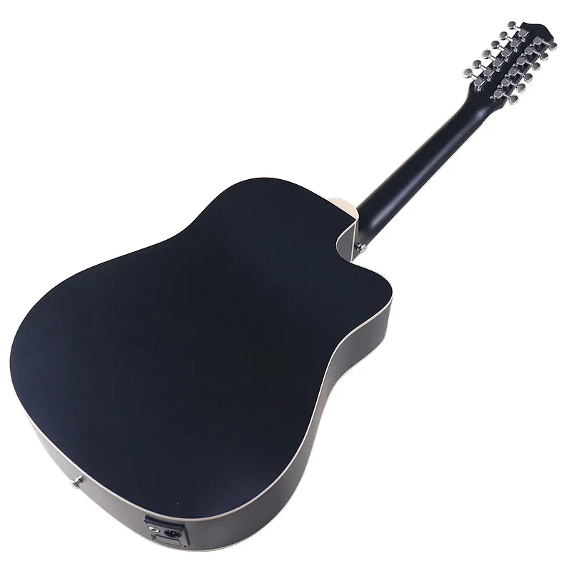 12 String Electric Acoustic Guitar 41 Inch Electric Folk Guitar Spruce Wood Good Handicraft Tuner Pickup Black Left Hand