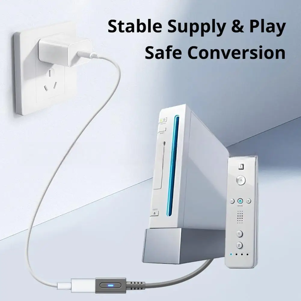 닌텐도 Wii 충전 어댑터 케이블 코드용 45W USB Type-C 케이블 LED 조명이 있는 게임 콘솔 전원 와이어 게임 액세서리