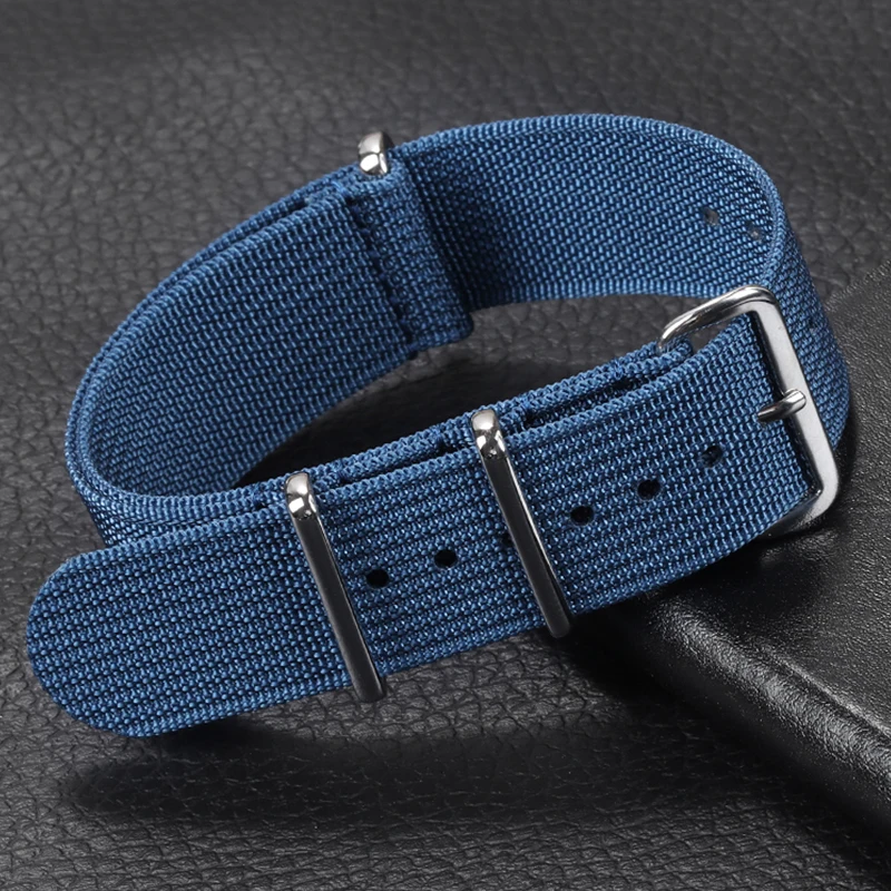 Vintage Striped Nylon Watch Strap with Durable Canvas and Metal Buckle