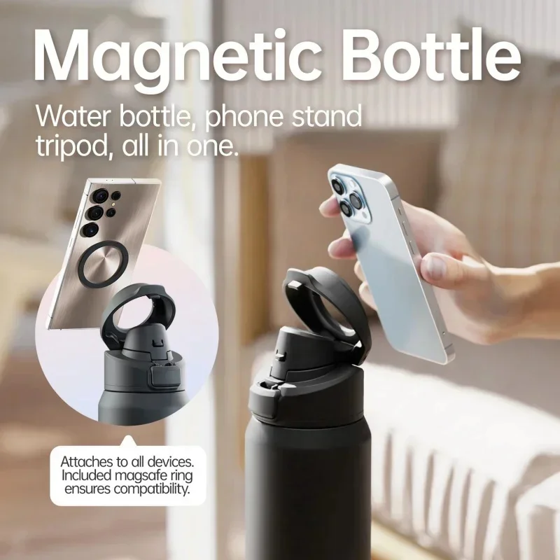 710/950ml Insulated Water Bottle with Magnetic Lid Gym Fitness Water Cup with Phone Holder Thermal Bottle Vacuum Flask Insulated view 2