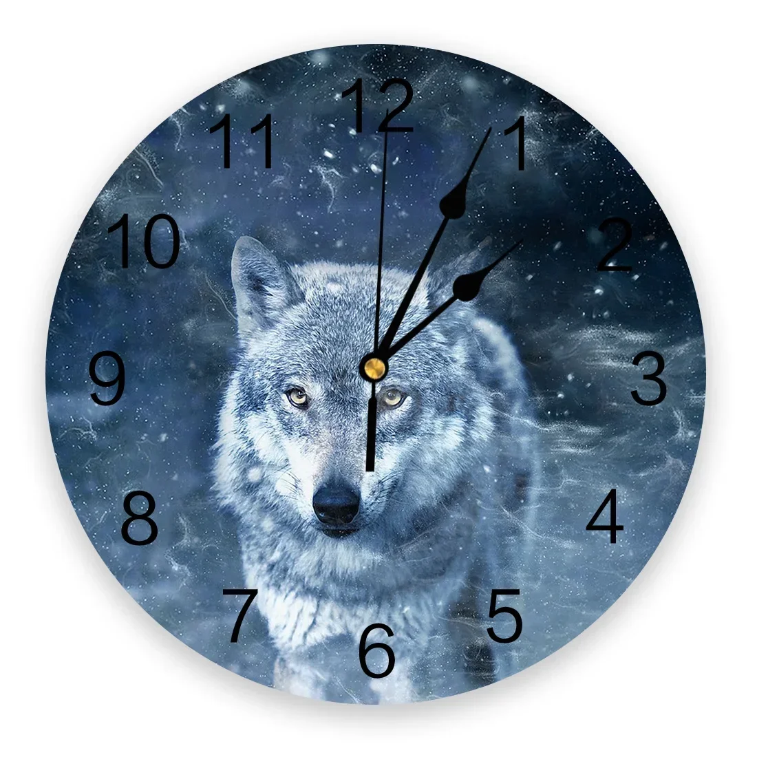 Round Wolf & Moon Acrylic Wall Clock Color:WXF00258;Sheet Size:10inch(25CM)